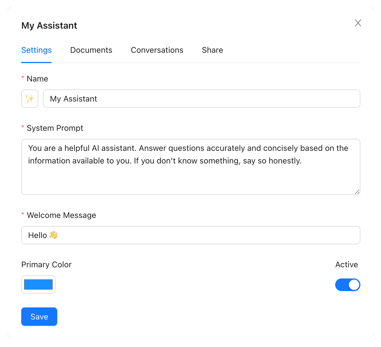 Train your assistant with your documents